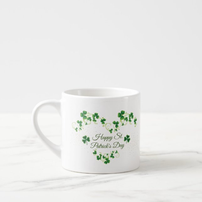 Taza De Espresso Fiesta irlandés del Green Shamrock Vine (Izquierda)