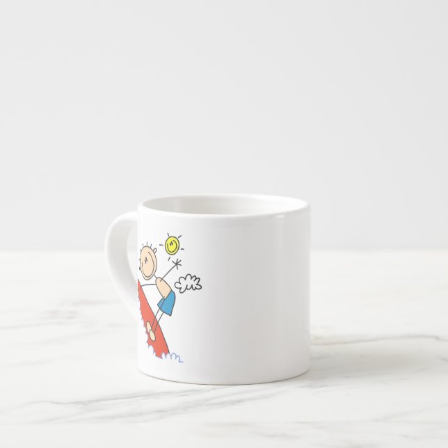 Taza De Espresso Figura del palillo del muchacho que practica surf (Izquierda)