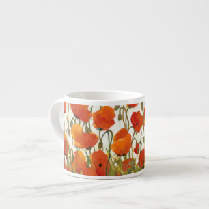 Taza De Espresso Filas de Poppies I