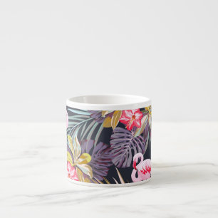 Taza De Espresso Flamingo Tropical: Patrón veraniego sin foco