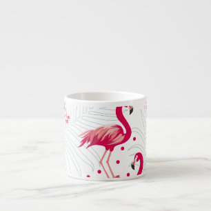 Taza De Espresso Flamingo y hojas tropicales, patrón de verano.