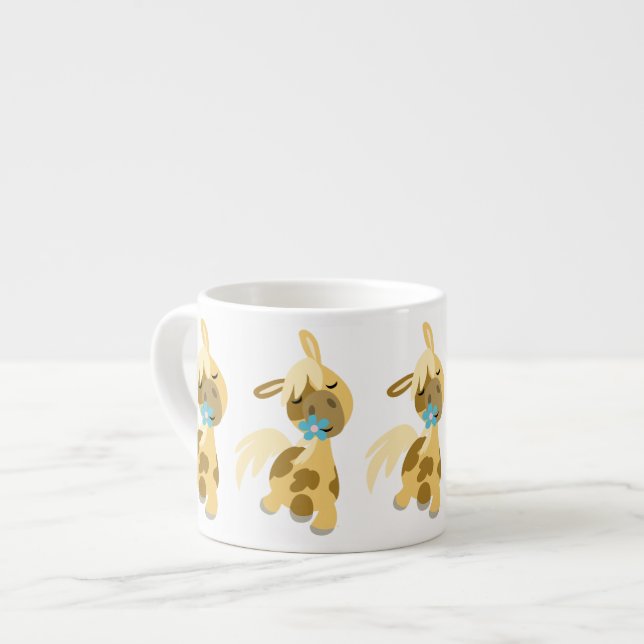 Taza De Espresso Flor azul y Personalizado dulce Pony Espresso Mug (Izquierda)