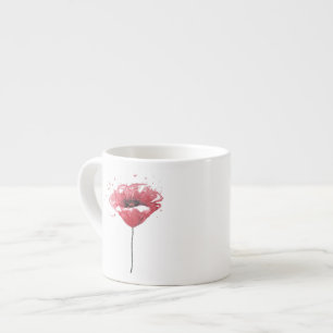 Taza De Espresso Flor de la amapola, acuarela