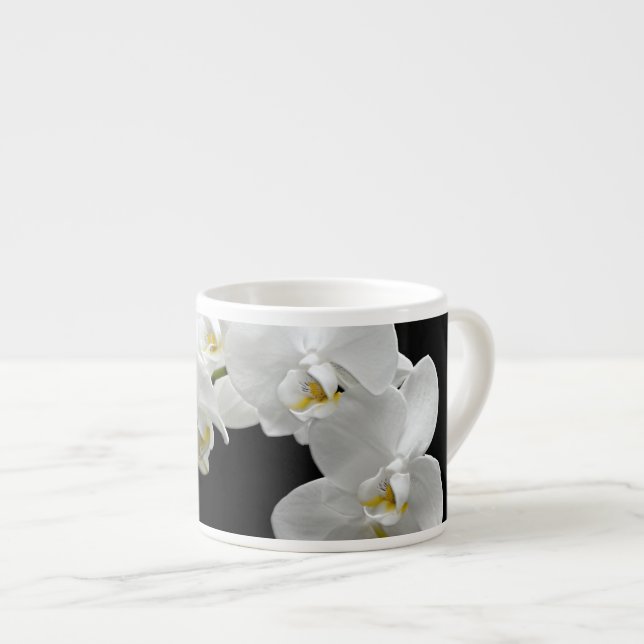 Taza De Espresso Flor de orquídeas blancas (Derecha)
