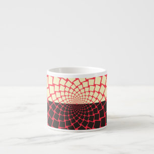 Taza De Espresso Flor estilizada: marfil rojo negro
