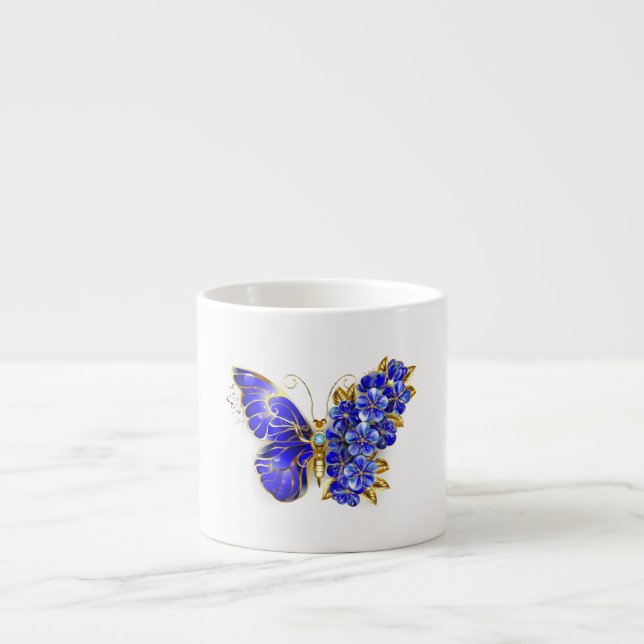 Taza De Espresso Flor Sapphire Mariposa (Frente)