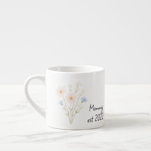 Taza De Espresso Flor silvestre Pastel - Mommy Est personalizado. (Izquierda)