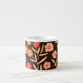 Taza De Espresso Floral acuarela: textura dibujada a mano