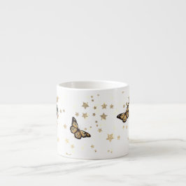 Taza De Espresso Floral bouquet romantic serenity butterflies
