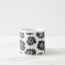 Taza De Espresso Floral Funky negra y blanca
