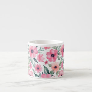 Taza De Espresso Floral rosa sin fisuras