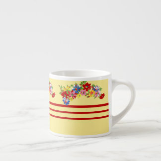 Taza De Espresso Floral Vintage Y Tiras Espresso Mug