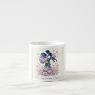 Taza De Espresso Floreciendo gracias a ti Madre Hija Floral Silueta