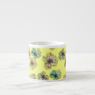 Taza De Espresso Flores abstractas modernas de líneas esbozadas sin