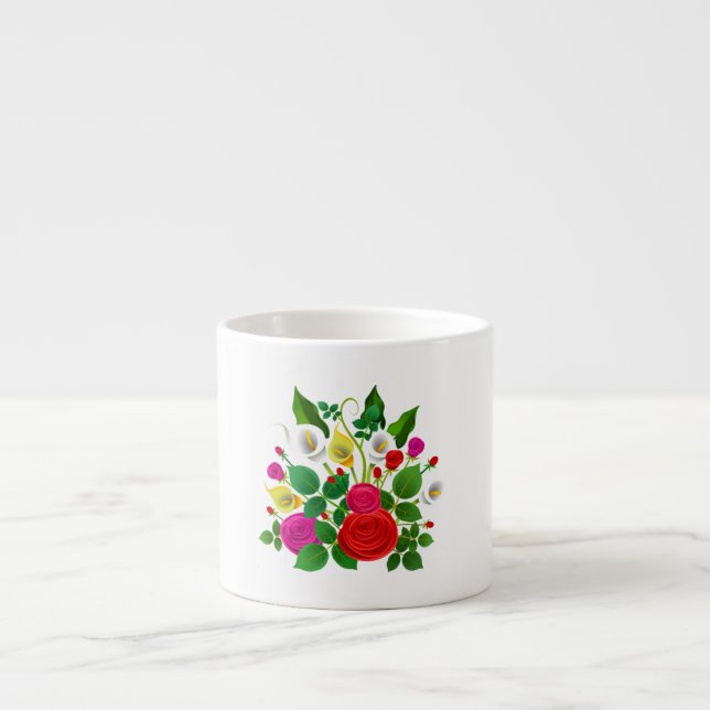 Taza De Espresso Flores acuáticas Bouquet-47149 (Frente)
