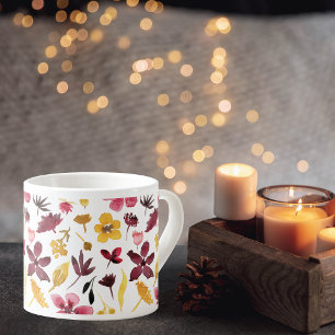 Taza De Espresso Flores acuáticas de oro de Borgoña