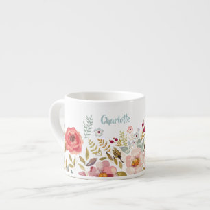 Taza De Espresso Flores acuáticas Personalizado Espresso Mug o Baby