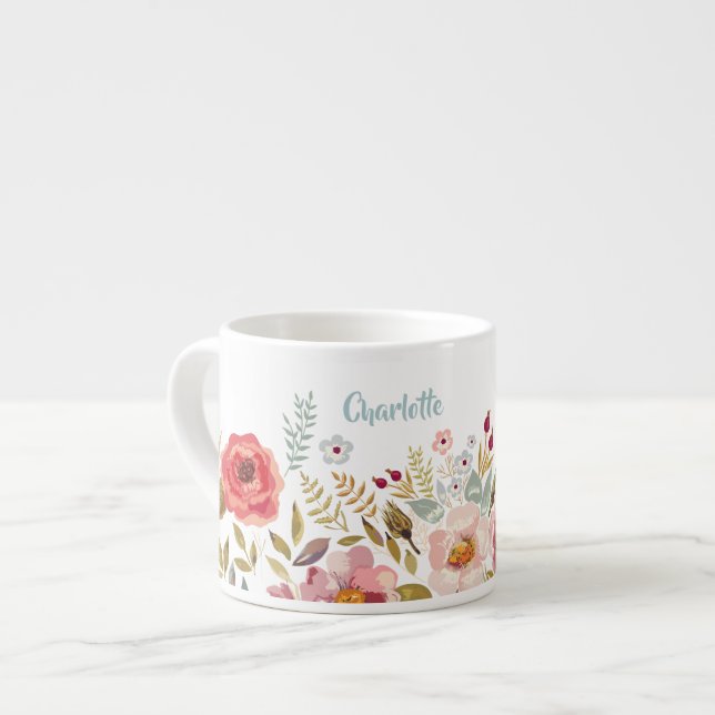 Taza De Espresso Flores acuáticas Personalizado Espresso Mug o Baby (Izquierda)