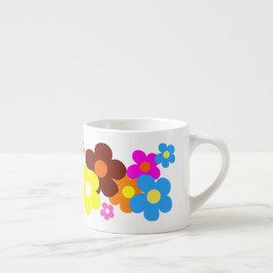 Taza De Espresso Flores alegres y coloridas