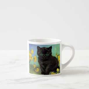 Taza De Espresso Flores amarillas de gato negro Van Gogh