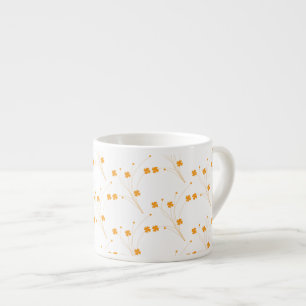 Taza De Espresso Flores amarillas doradas, pequeña impresión floral