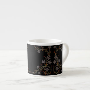 Taza De Espresso Flores Art Déco sobre negro
