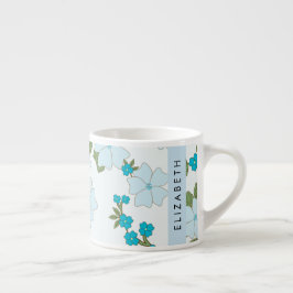 Taza De Espresso Flores Azules, Patrón De Flores, Su Nombre