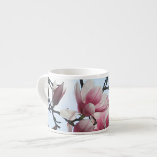 Taza De Espresso Flores blancas del rosa del árbol de tulipán de 