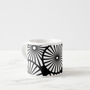 Taza De Espresso Flores blancas negras retro Espresso Mug
