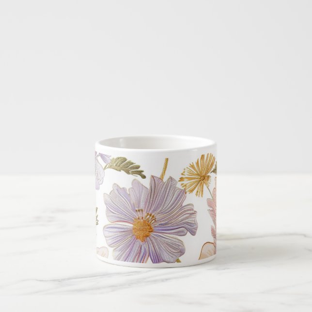 Taza De Espresso Flores Bordadas (Frente)