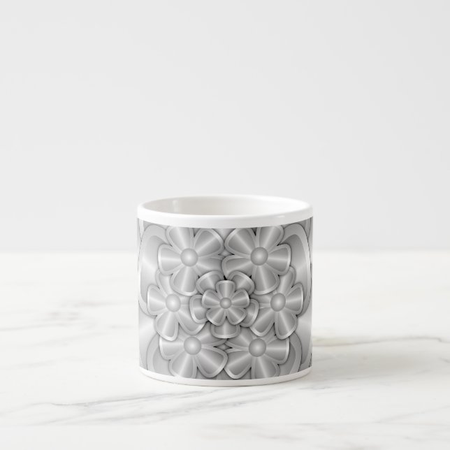 Taza De Espresso Flores cromadas - Copa de Espresso Plateado (Frente)