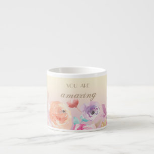 Taza De Espresso Flores de Acuarela de Colores Adorables