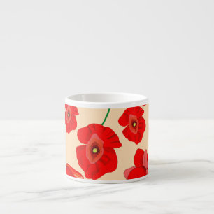 Taza De Espresso Flores de amapola roja