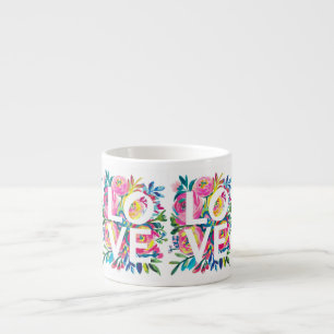 Taza De Espresso Flores de color de amor floral Mug - Roma