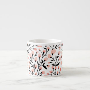 Taza De Espresso Flores de Doodle: Coral Floral Seamless.