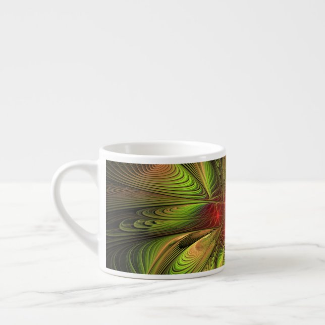 Taza De Espresso Flores de fantasía fractal blandas y tendientes (Izquierda)