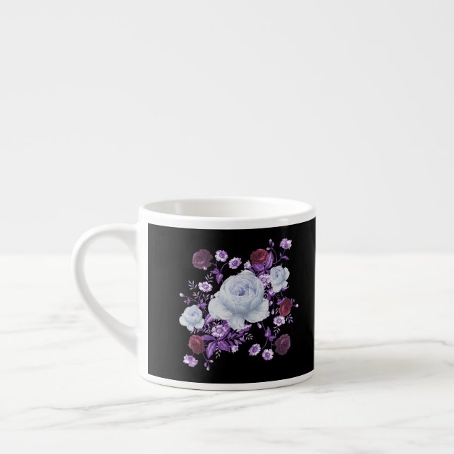 TAZA DE ESPRESSO FLORES DE LILA, FONDO NEGRO (Izquierda)