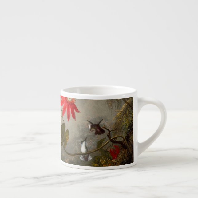 Taza De Espresso Flores de pasión con cabeza de Hummingbirds (Derecha)