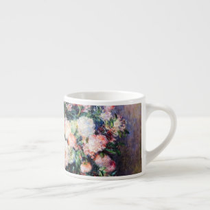 Taza De Espresso Flores de patrón floral Foliage blanco rosado rojo
