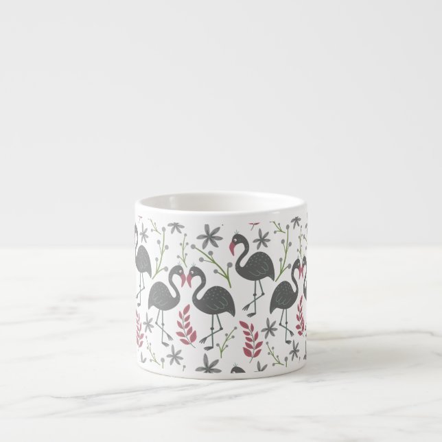 Taza De Espresso Flores de patrón sin costura, hojas (Frente)