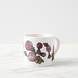 Taza De Espresso Flores de Peonía Rosa