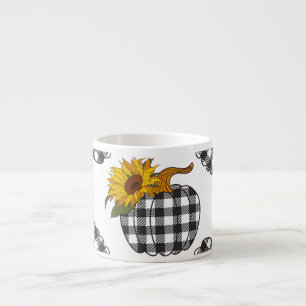 Taza De Espresso Flores de sol, calabaza de yeso, decoración de gra