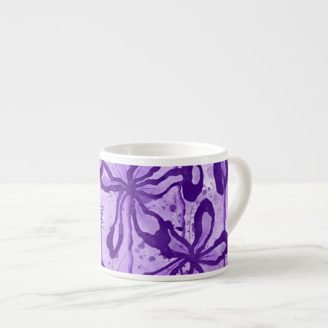 Taza De Espresso Flores entintadas moradas (Derecha)