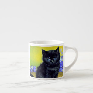 Taza De Espresso Flores moradas de gato negro Van Gogh