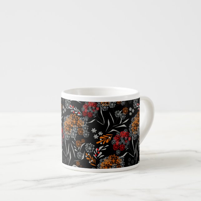 Taza De Espresso Flores pequeñas lindas sin costuras patrón floral  (Derecha)