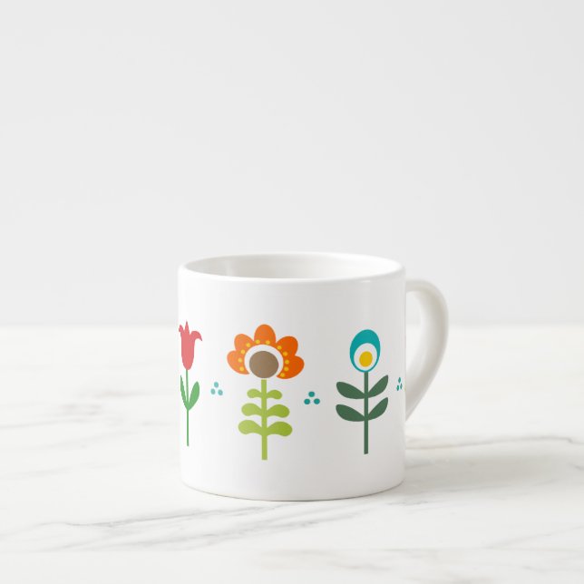 Taza De Espresso Flores populares retras bonitas (Derecha)