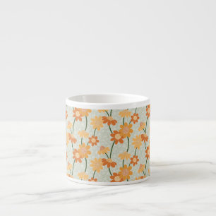Taza De Espresso Flores retro de los años 70 apagadas