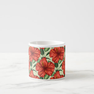 Taza De Espresso Flores rojas trópicas sin costura