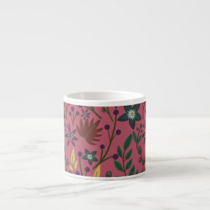 Taza De Espresso Flores rosadas sin costuras florales, ramas de flo