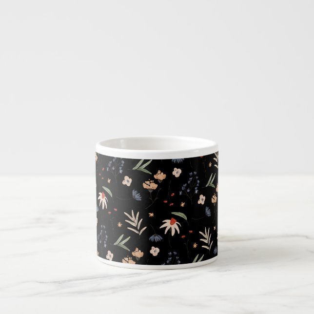 Taza De Espresso Flores simples de acuarela 1 (Frente)